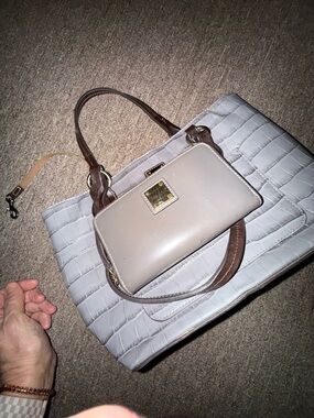 Women's Neutral Tote and Wallet Set - Grey Dooney & Burke purse and wallet